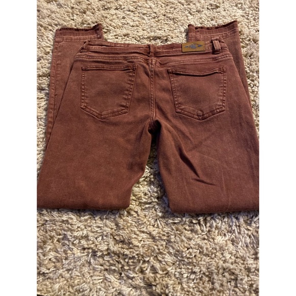 Maroon faded skinny cropped jeans - Picture 3 of 5